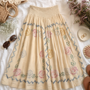 Embroidered Floral Top, Relaxed Fit