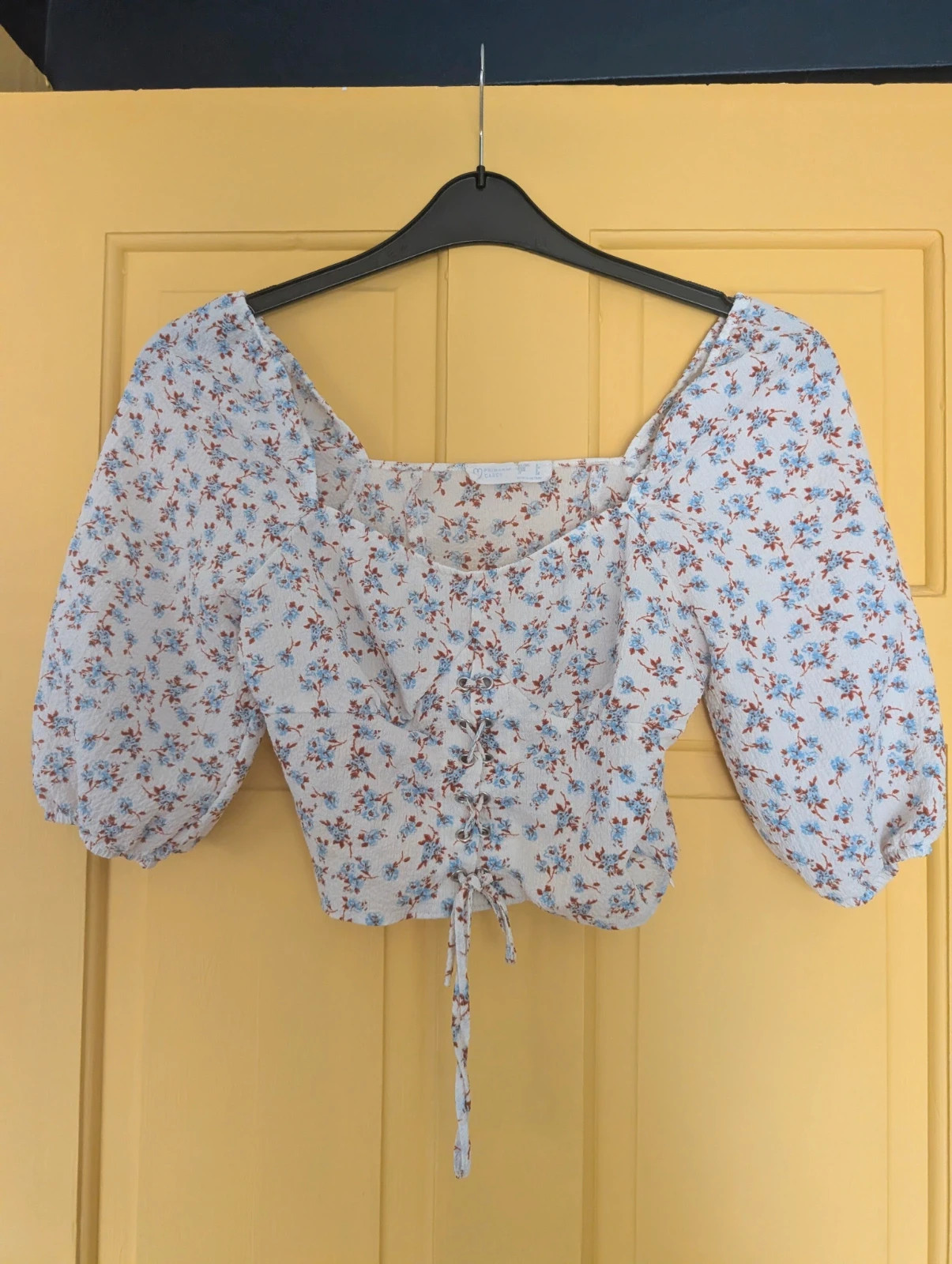Primark Floral Milkmaid Top UK 6 Puff Sleeve Cottagecore - Image 3