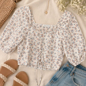 Primark Floral Milkmaid Top UK 6 Puff Sleeve Cottagecore