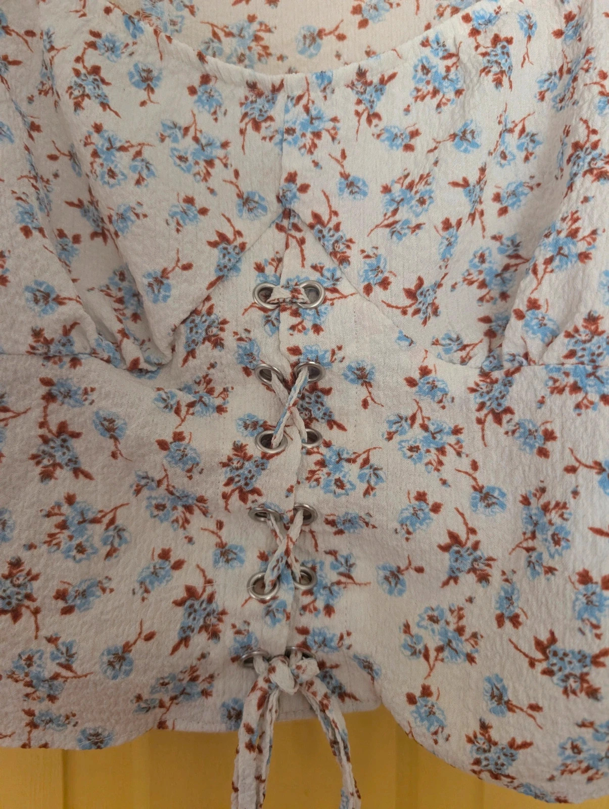 Primark Floral Milkmaid Top UK 6 Puff Sleeve Cottagecore - Image 6