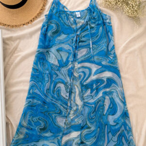 Primark Cares Blue Marble Slip Dress XL UK 18 20 Summer Beach Holiday Y2K