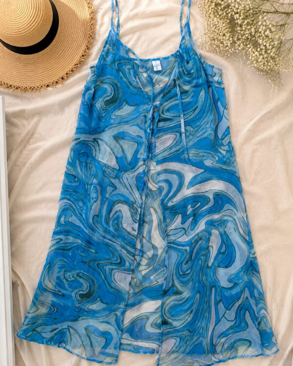 Primark Cares Blue Marble Slip Dress XL UK 18 20 Summer Beach Holiday Y2K