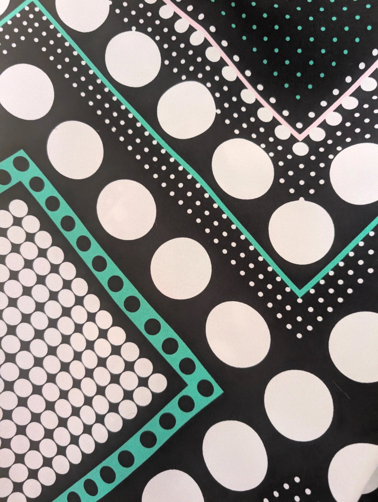 M&S Geometric Polka Dot Blouse UK 10 Bell Sleeve Retro Mod 60s 70s Monochrome - Image 7