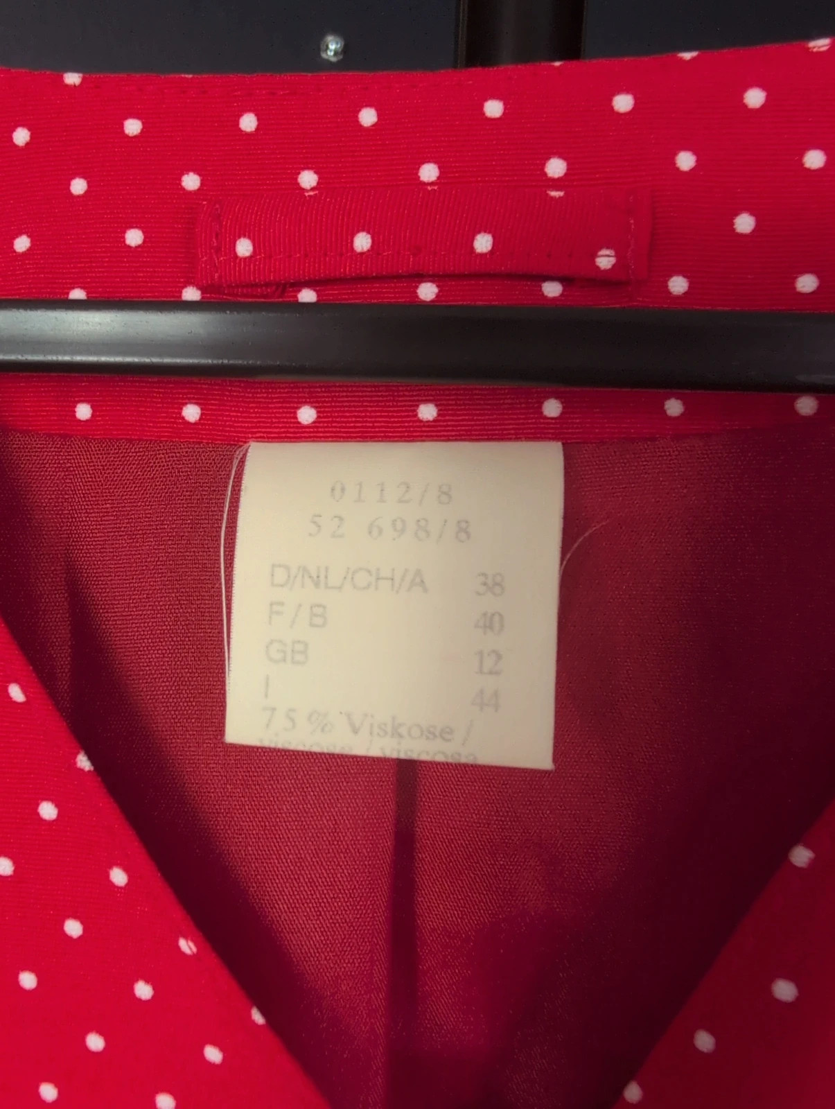 Vintage 80s Red Polka Dot Blazer Jacket UK 12–14 White Spot Smart Retro - Image 6