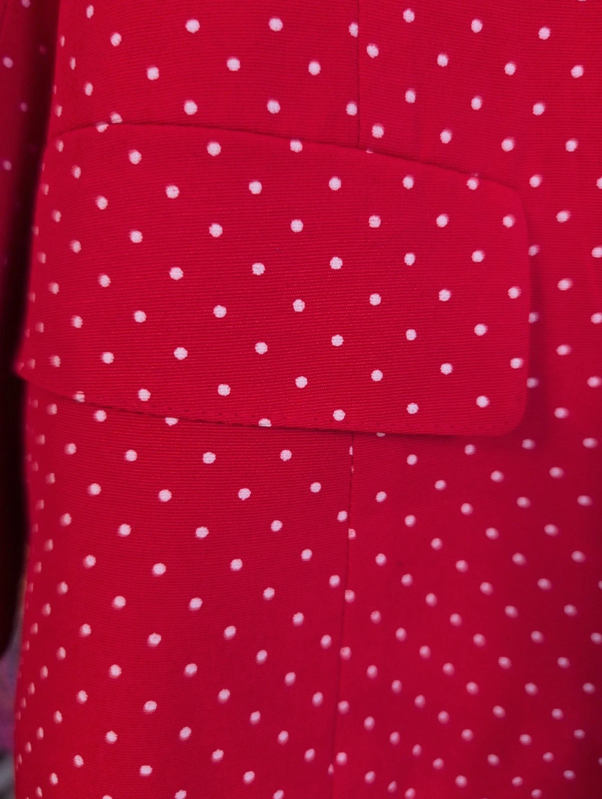 Vintage 80s Red Polka Dot Blazer Jacket UK 12–14 White Spot Smart Retro - Image 7