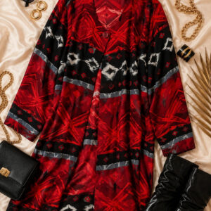 Vintage Michael Gold Red Abstract Kimono Jacket XXL 18-20