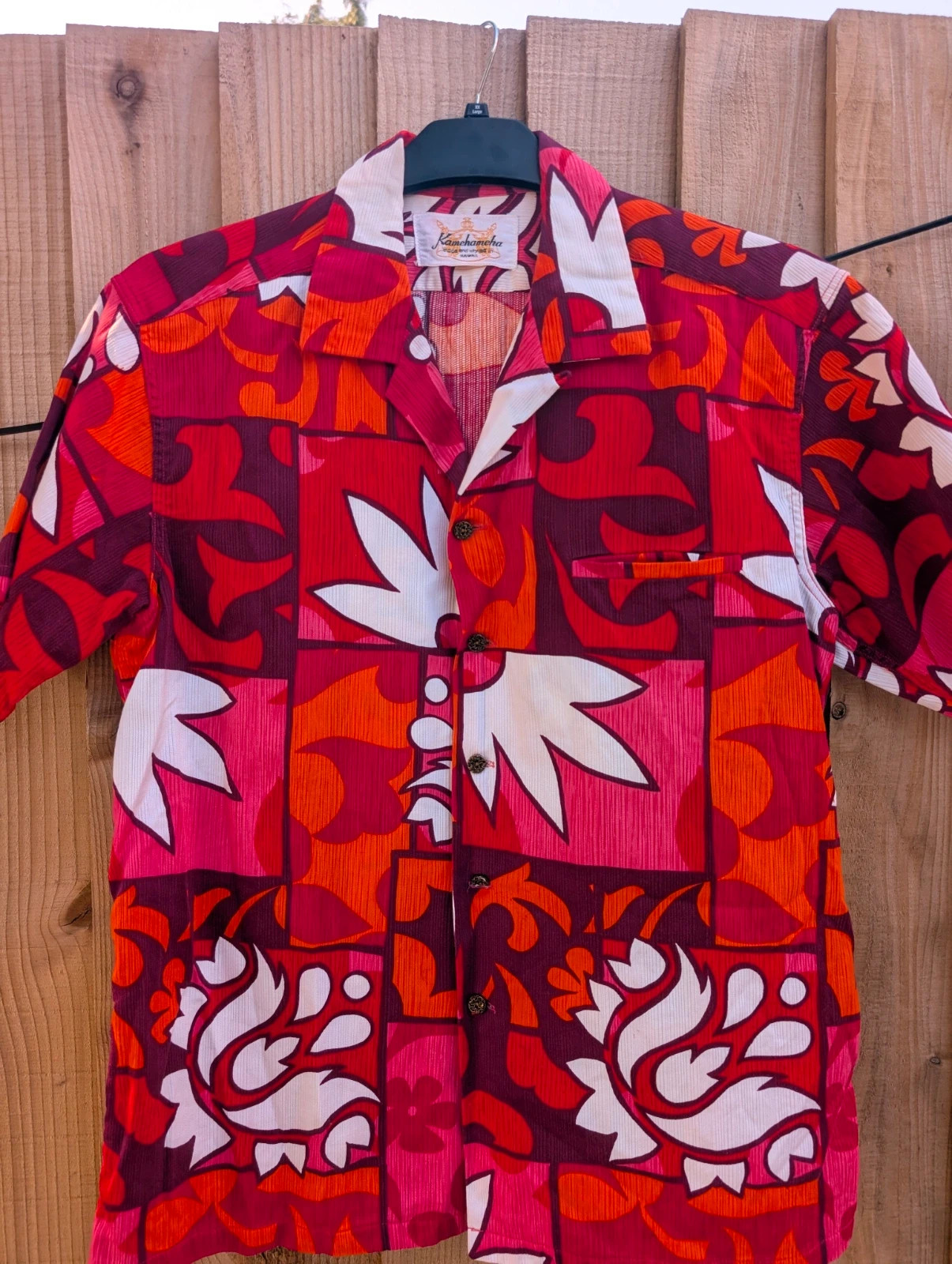 True Vintage 60's Kamehameha Hawaii Hawaiian Shirt Men's M Pink Orange Floral Made in Hawaii - Image 2