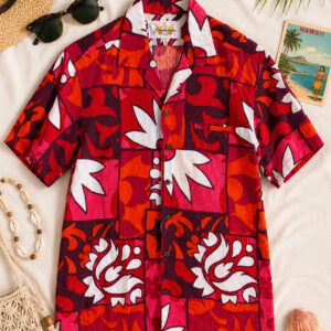 True Vintage 60's Kamehameha Hawaii Hawaiian Shirt Men's M Pink Orange Floral Made in Hawaii