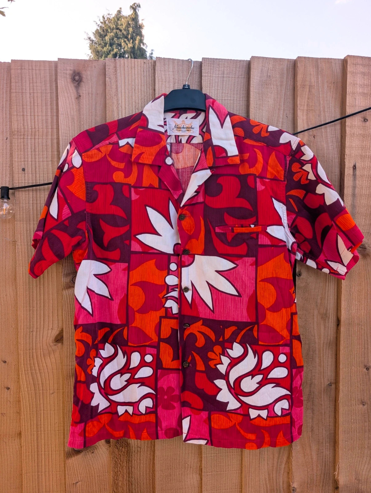 True Vintage 60's Kamehameha Hawaii Hawaiian Shirt Men's M Pink Orange Floral Made in Hawaii - Image 6