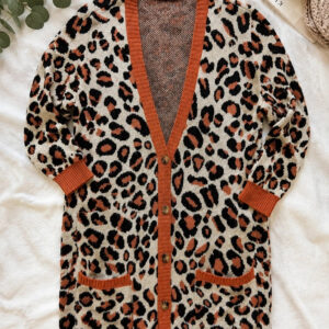 Kaleidoscope Leopard Print Longline Cardigan UK 22/24 Oversized Animal Print Knit