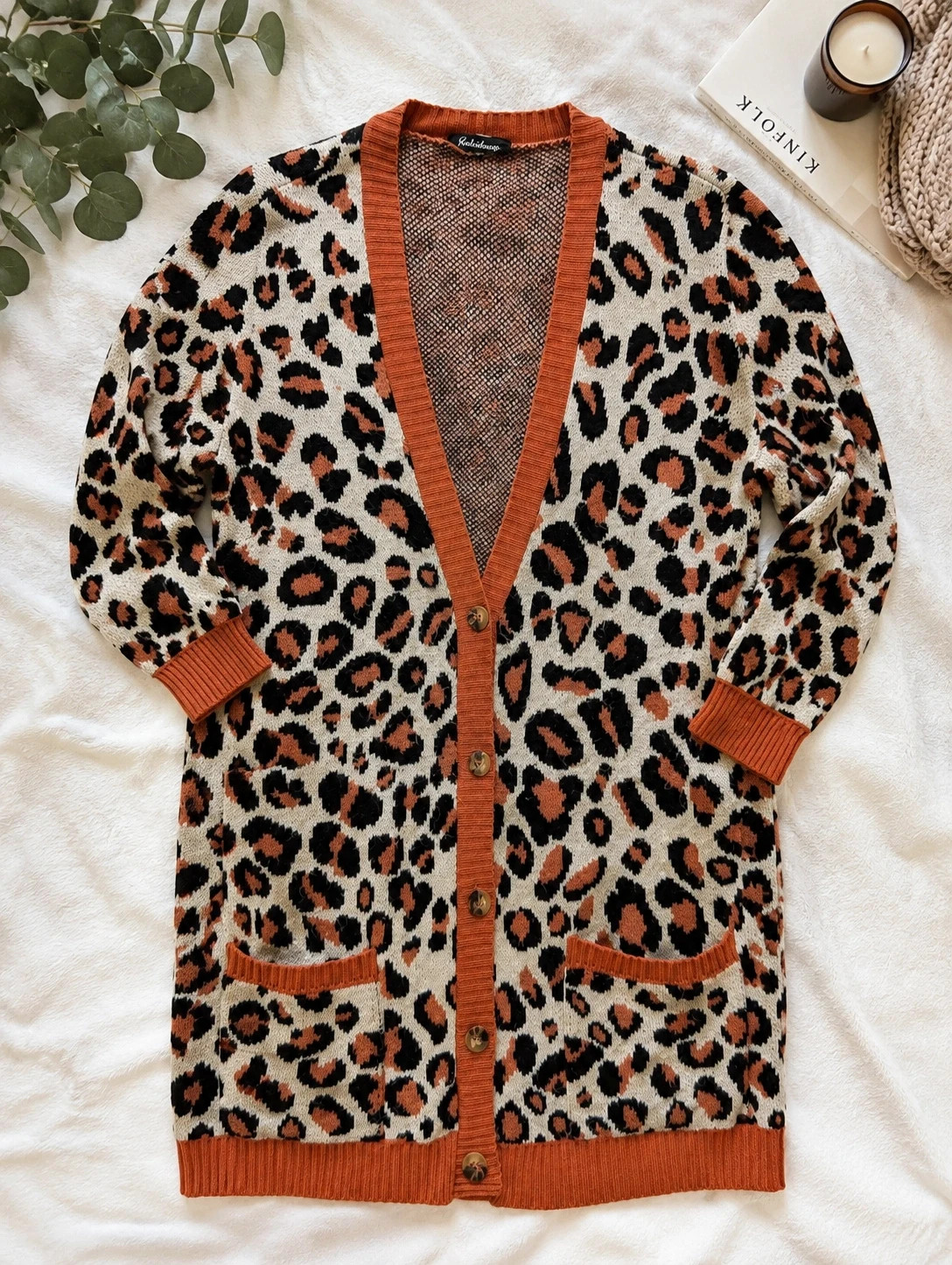 Kaleidoscope Leopard Print Longline Cardigan UK 22/24 Oversized Animal Print Knit