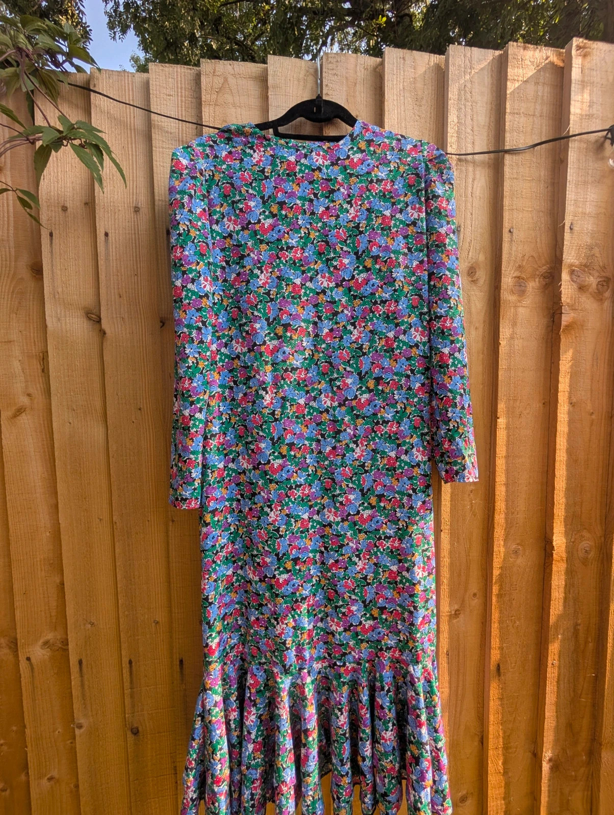St Michael Vintage Floral Midi Dress UK 12 Long 80s 90s Cottagecore Drop Waist Tea Dress - Image 2