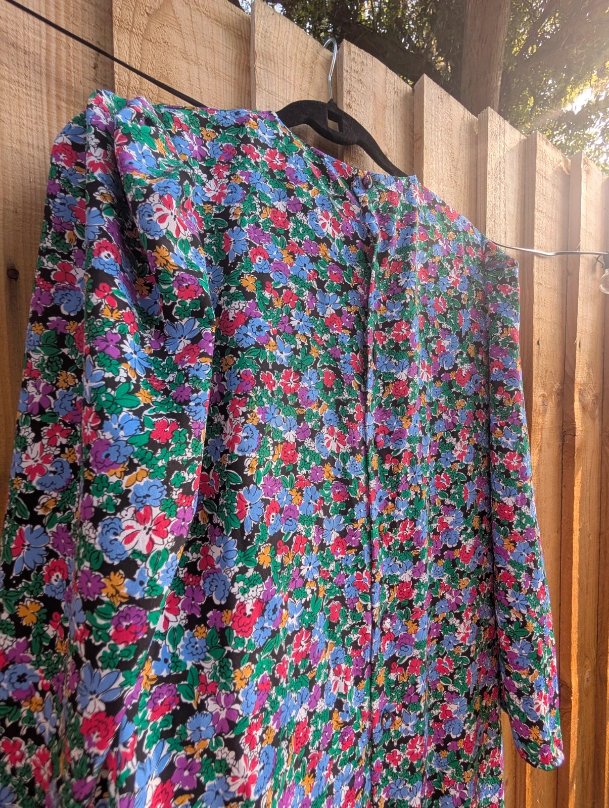 St Michael Vintage Floral Midi Dress UK 12 Long 80s 90s Cottagecore Drop Waist Tea Dress - Image 8