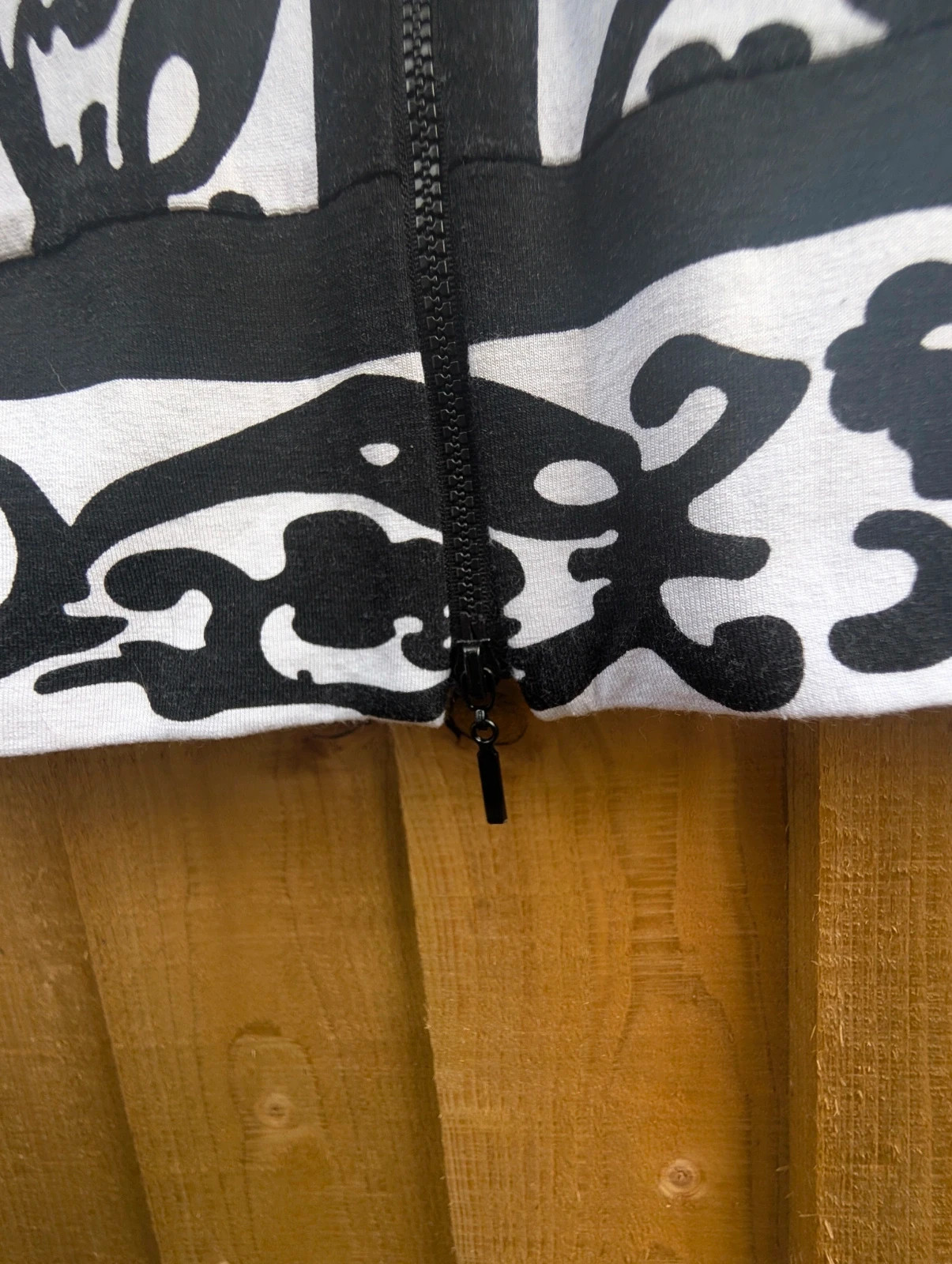 Joseph Ribkoff Vintage 90s Black & White Pattern Zip Jacket UK 12 Graphic Print Stretch Top - Image 4