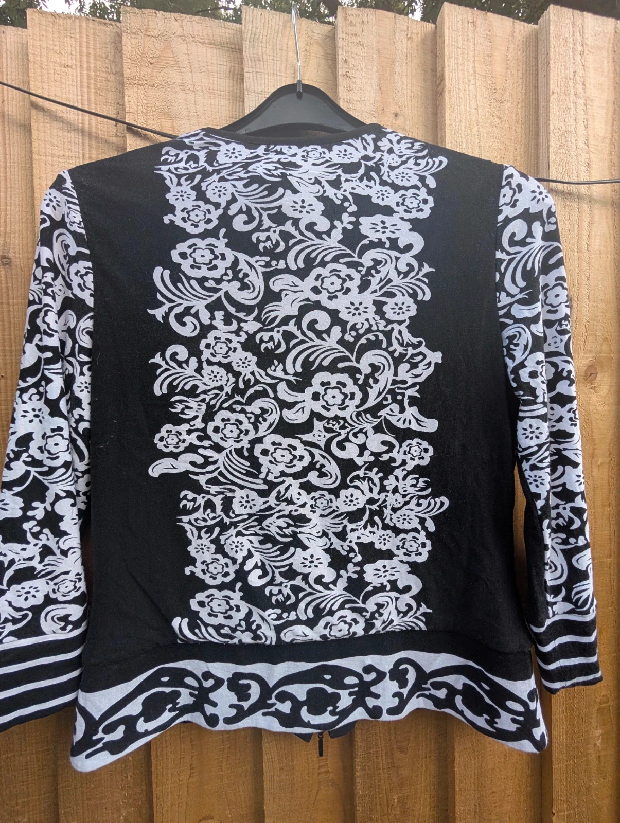 Joseph Ribkoff Vintage 90s Black & White Pattern Zip Jacket UK 12 Graphic Print Stretch Top - Image 11