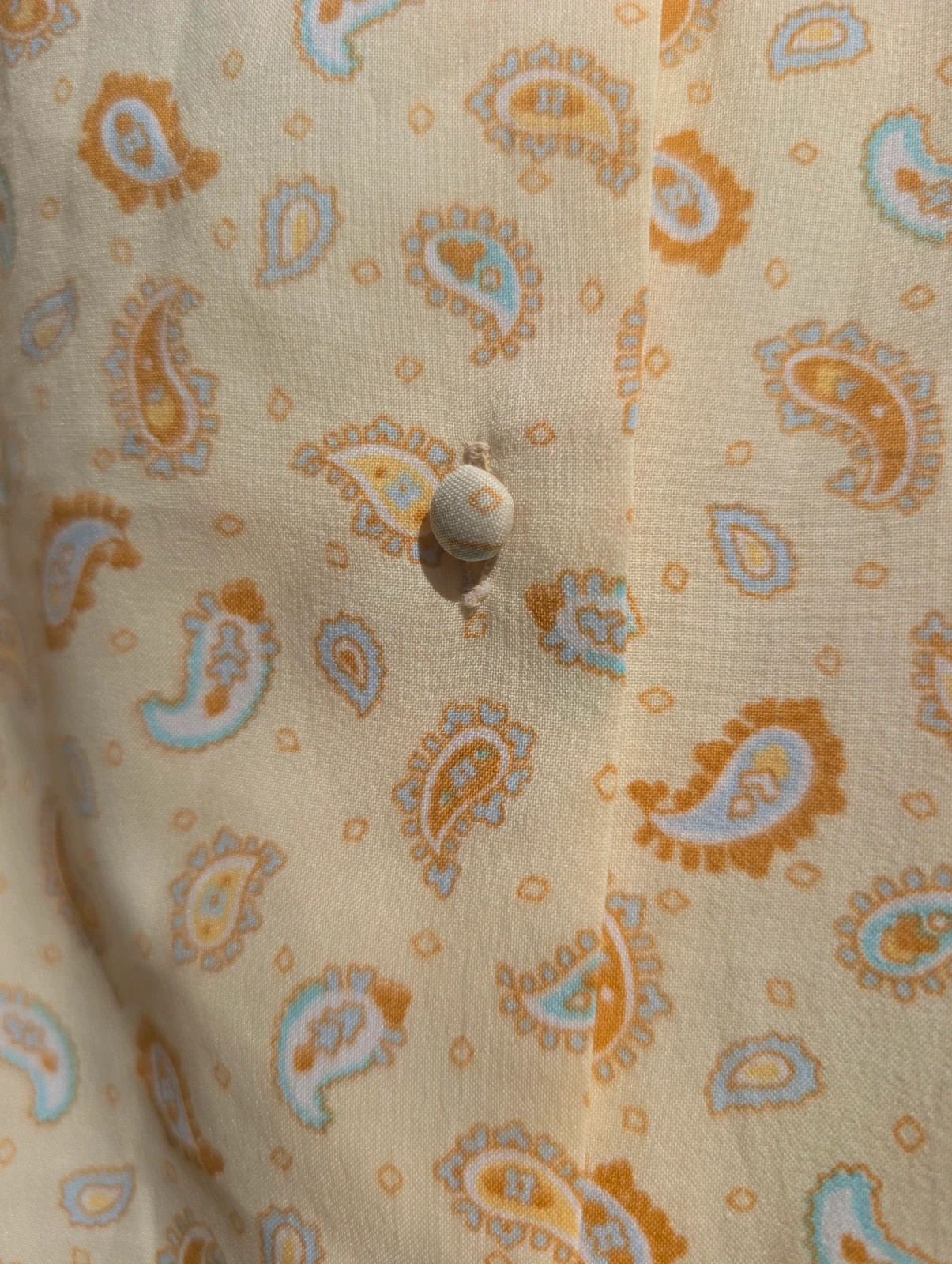 Lady Arrow 1970s Yellow Paisley Polyester Blouse Long Sleeve UK 14 - Image 4