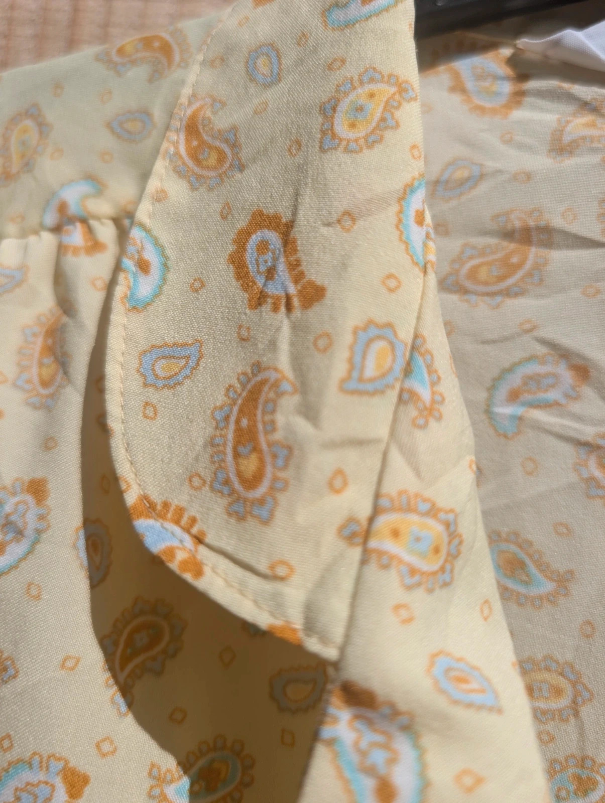 Lady Arrow 1970s Yellow Paisley Polyester Blouse Long Sleeve UK 14 - Image 6