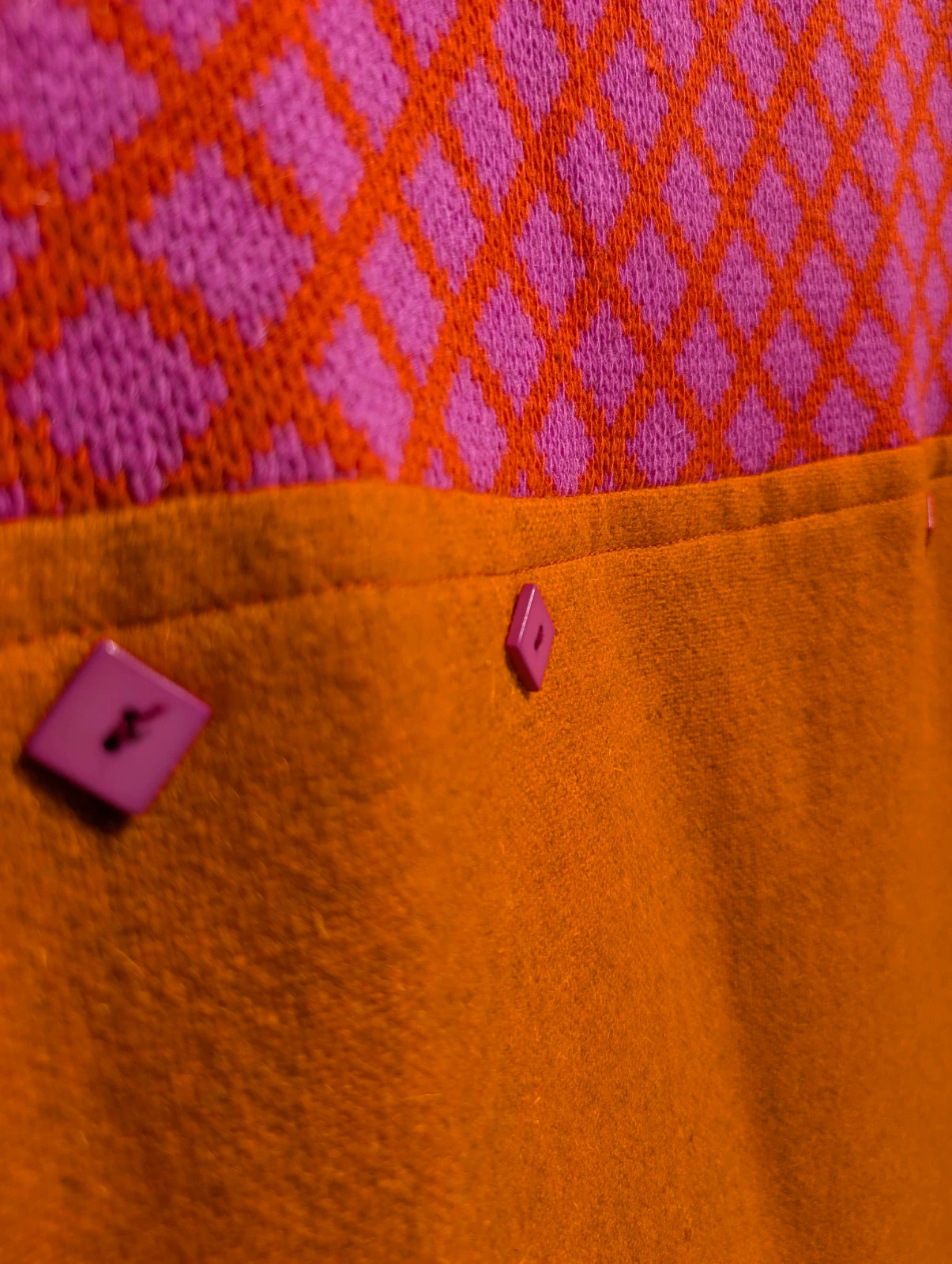 Coronet 1960s Orange Pink Wool Mod Shift Dress Made in Germany UK 8–10 - Image 4