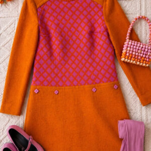 Coronet 1960s Orange Pink Wool Mod Shift Dress Made in Germany UK 8–10