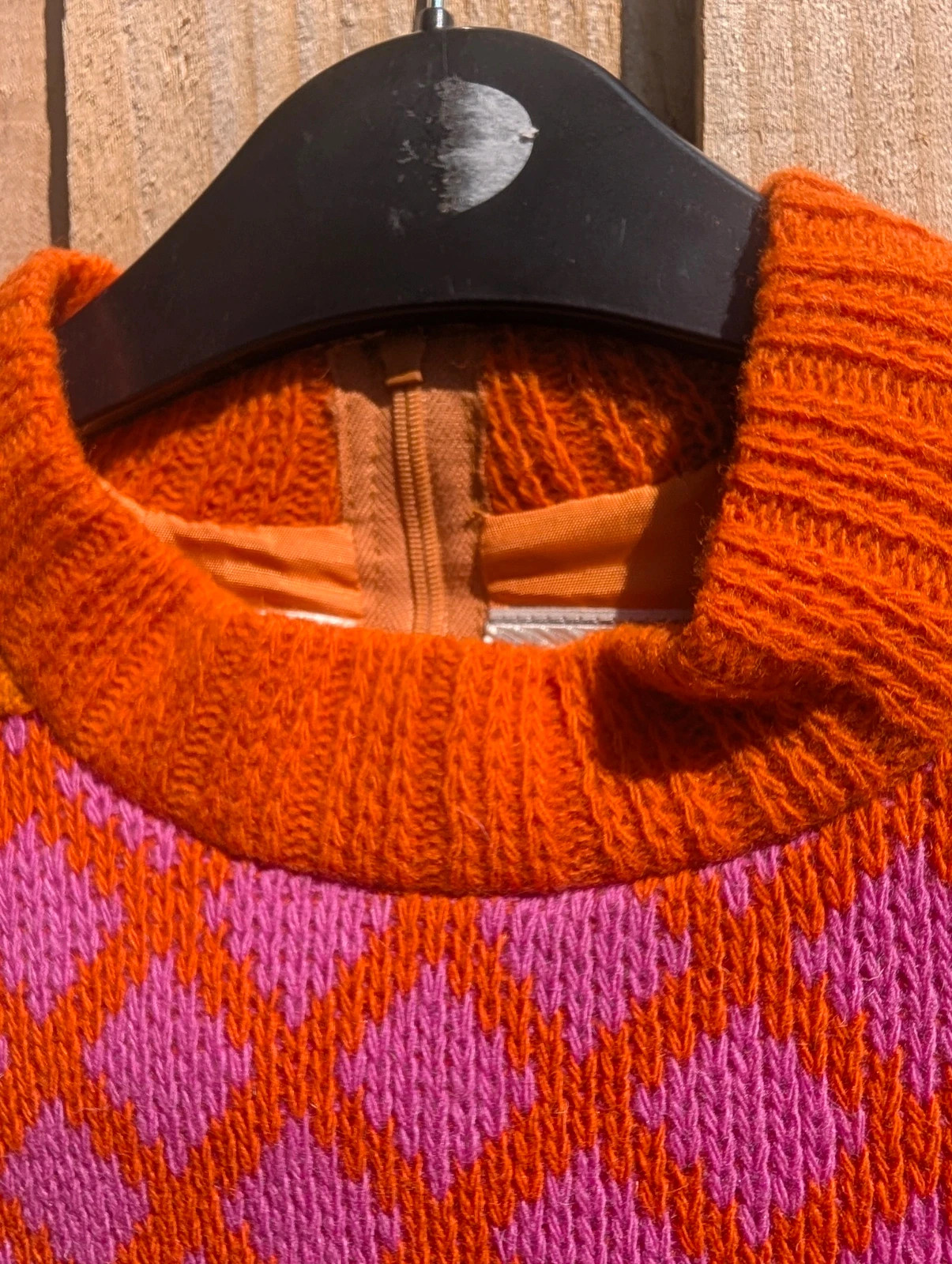 Coronet 1960s Orange Pink Wool Mod Shift Dress Made in Germany UK 8–10 - Image 9