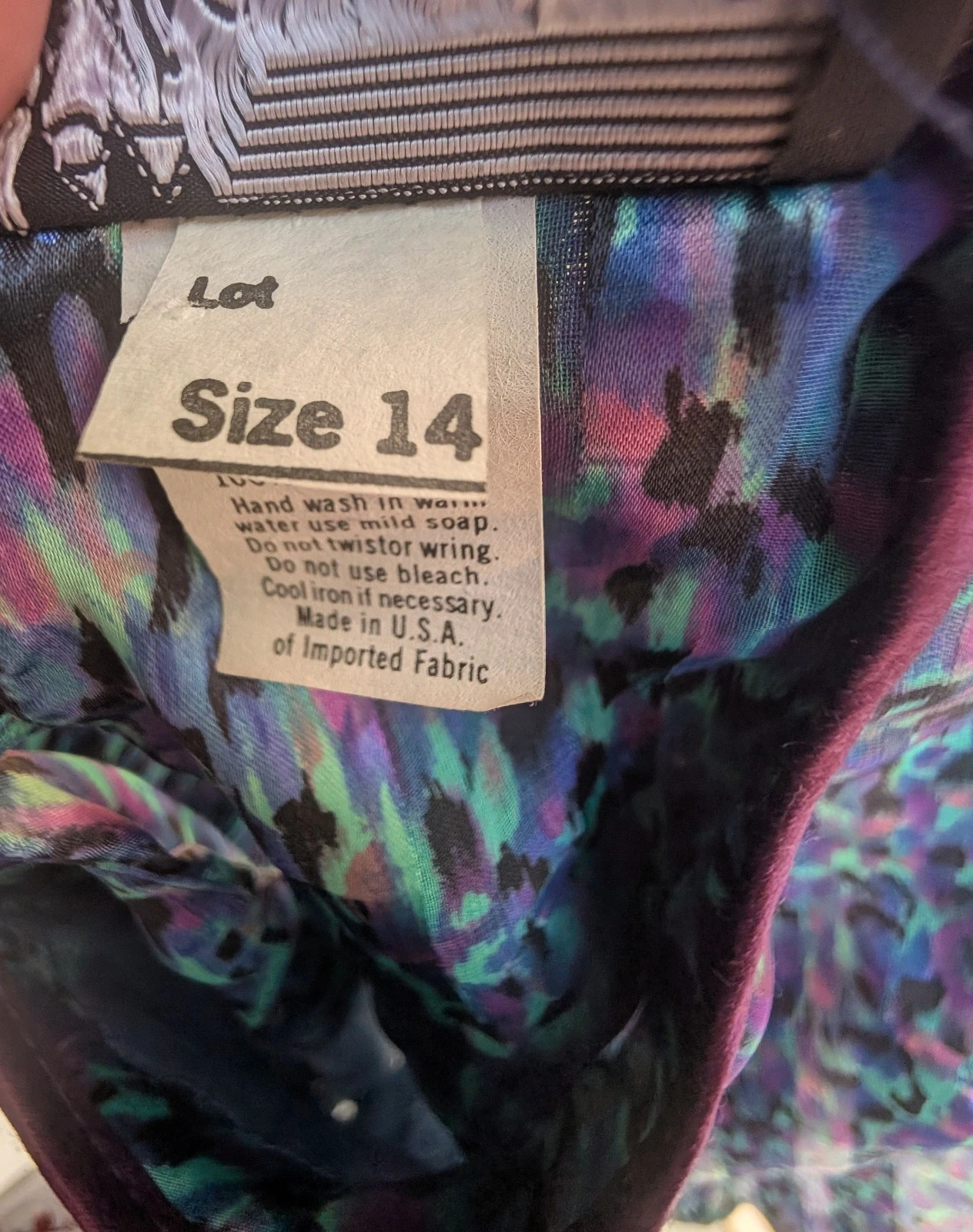 Lisa Michaels 1980s Blue Purple Animal Print Side-Tie Blouse 14 - Image 12