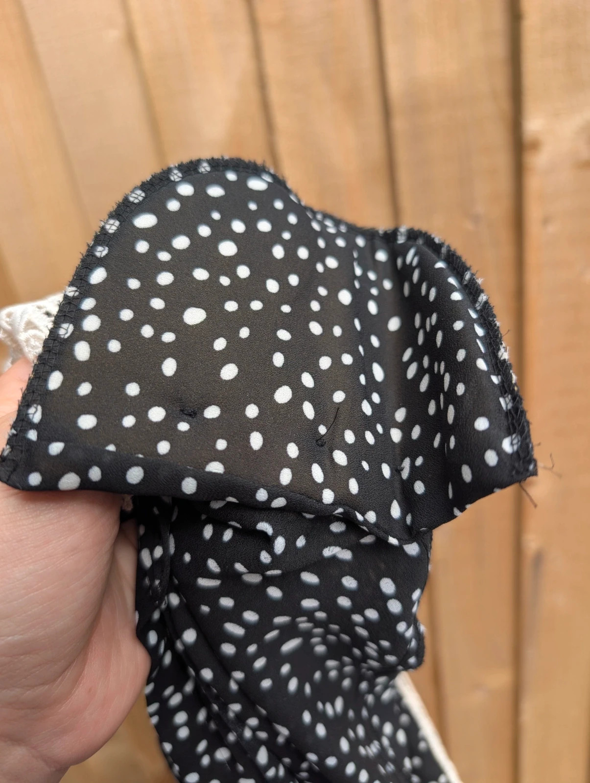 Chris B Vintage 1980s Black White Spot Blouse Lace Collar UK 14-16 - Image 8