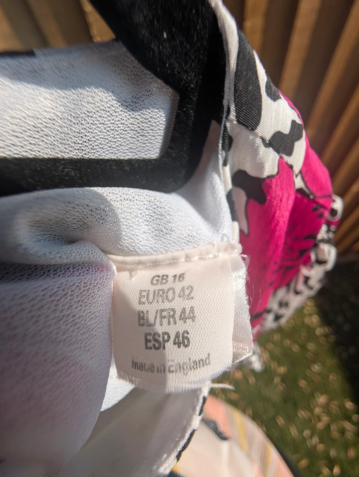 Vintage 80s Black White Pink Floral Animal Print Drop Waist Tiered Dress UK 14 (Label 16) - Image 7