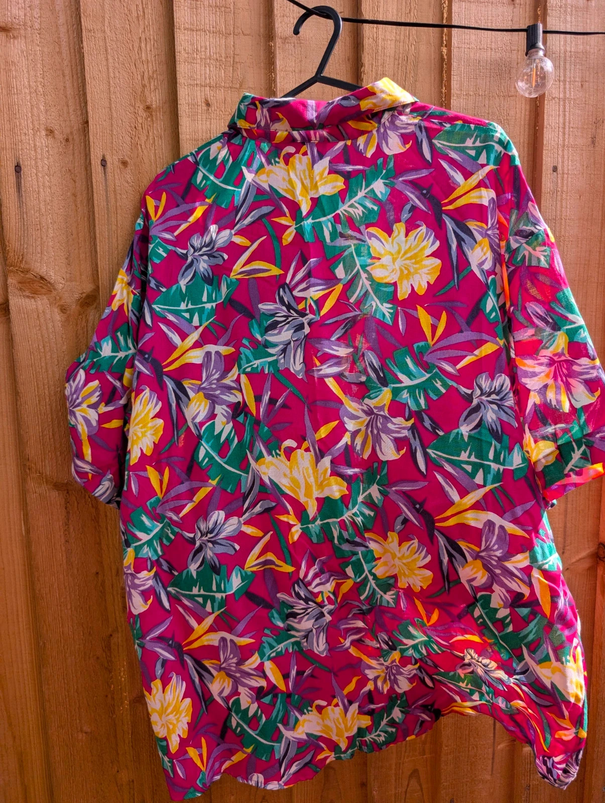 Sandra Ingrish Sport Vintage Tropical Floral Rayon Shirt Blouse Pink Green UK 16-18 L - Image 9