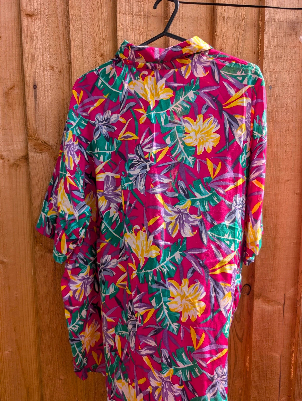 Sandra Ingrish Sport Vintage Tropical Floral Rayon Shirt Blouse Pink Green UK 16-18 L - Image 10