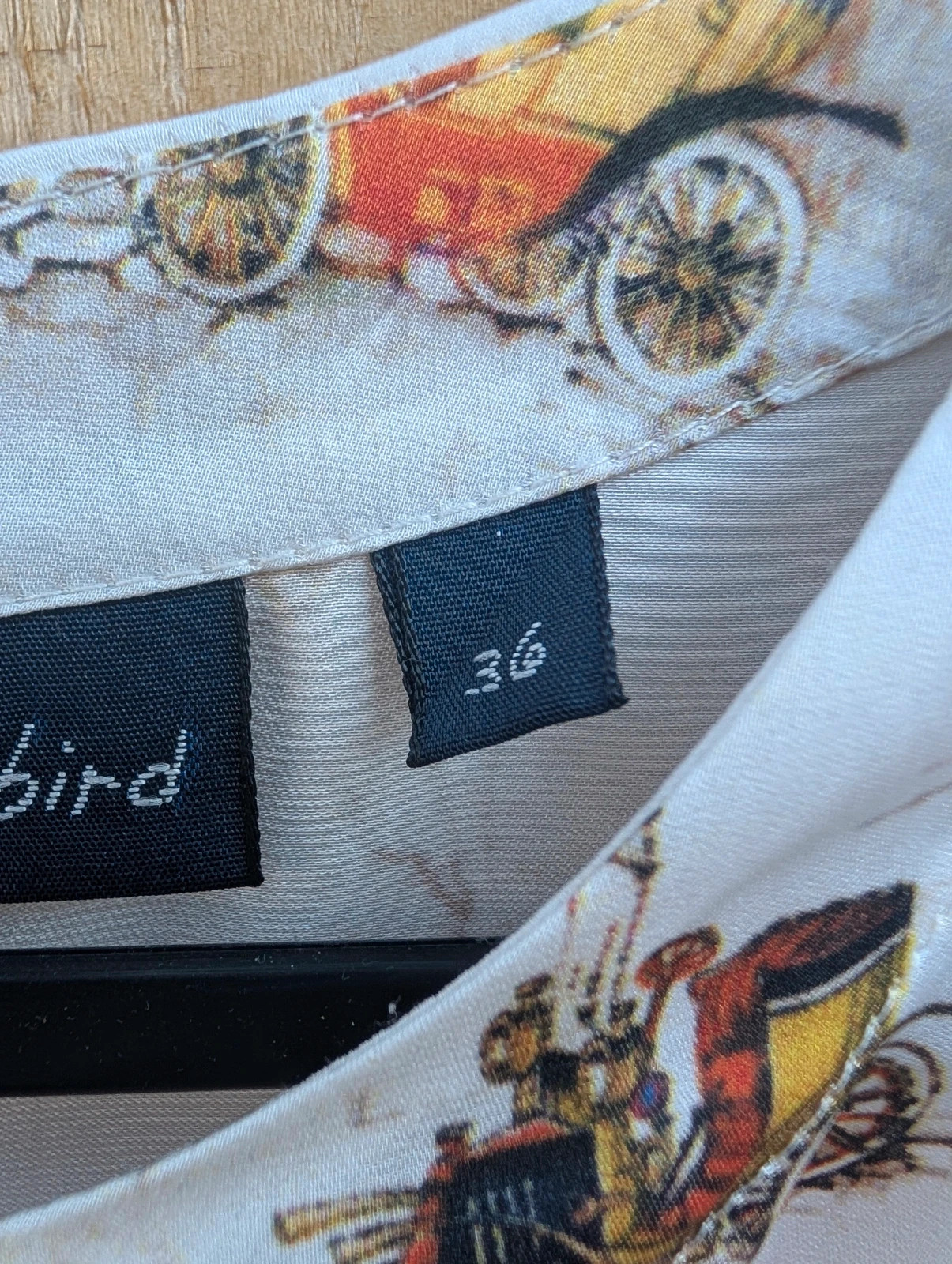 Like a Bird White Vintage Car Print Long Sleeve Blouse Top EU 36 UK 8 - Image 6
