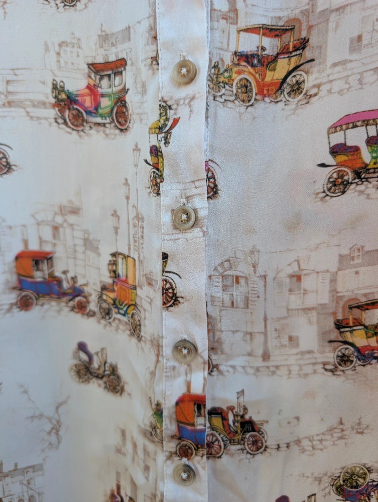 Like a Bird White Vintage Car Print Long Sleeve Blouse Top EU 36 UK 8 - Image 10