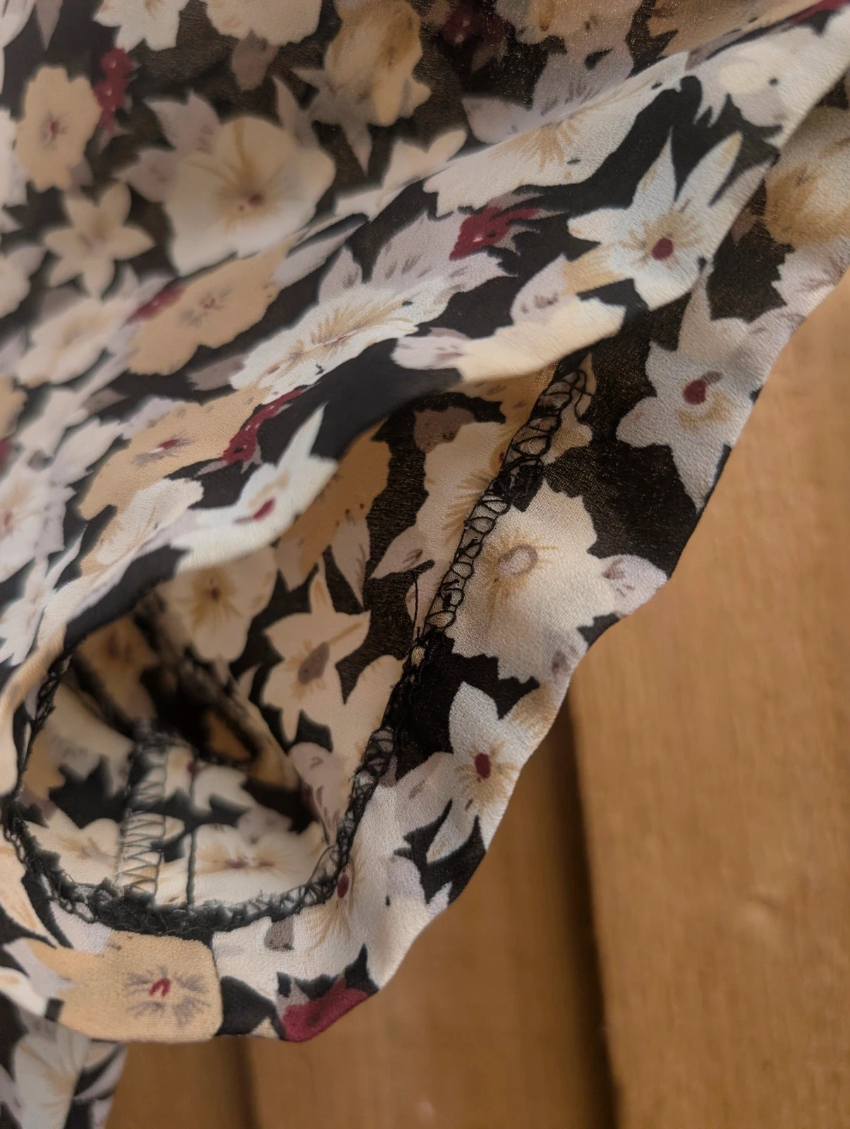 Jonathan Martin Vintage 90s Black Beige Floral Midi Dress Approx UK 10-12 - Image 6