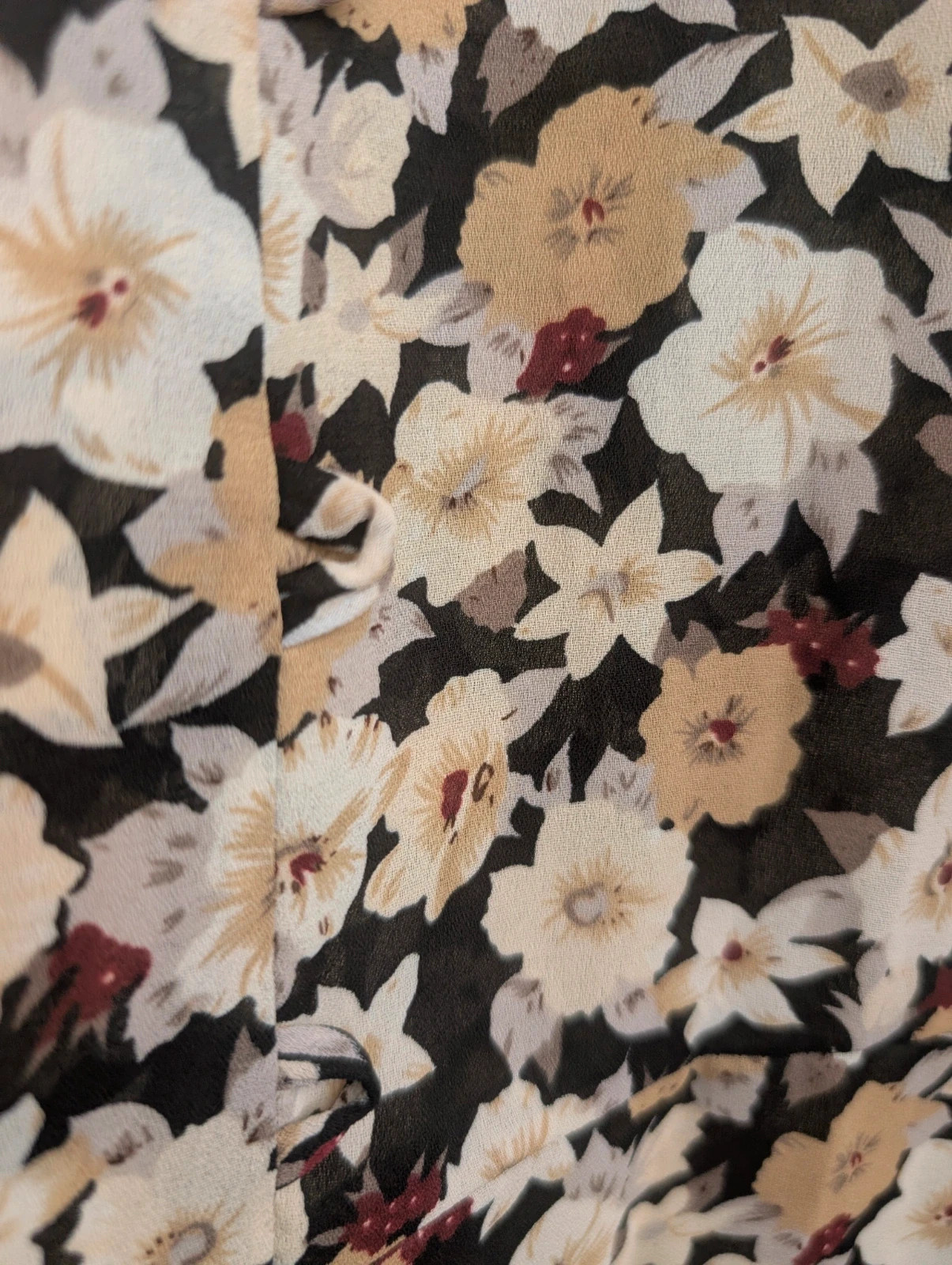 Jonathan Martin Vintage 90s Black Beige Floral Midi Dress Approx UK 10-12 - Image 9