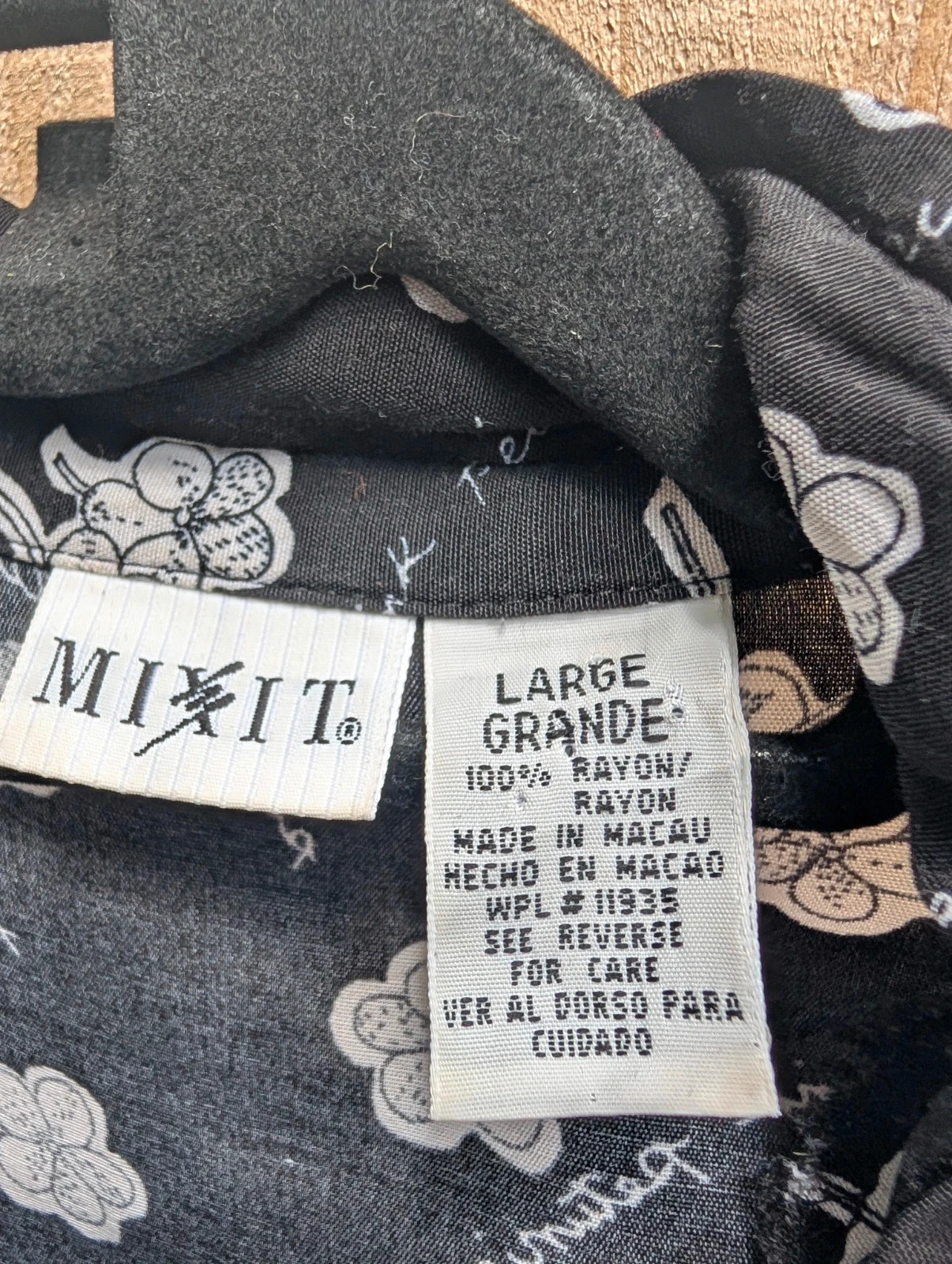 Mixit 1990s Black White Petunia Print Rayon Shirt Blouse L UK 14–16 - Image 7