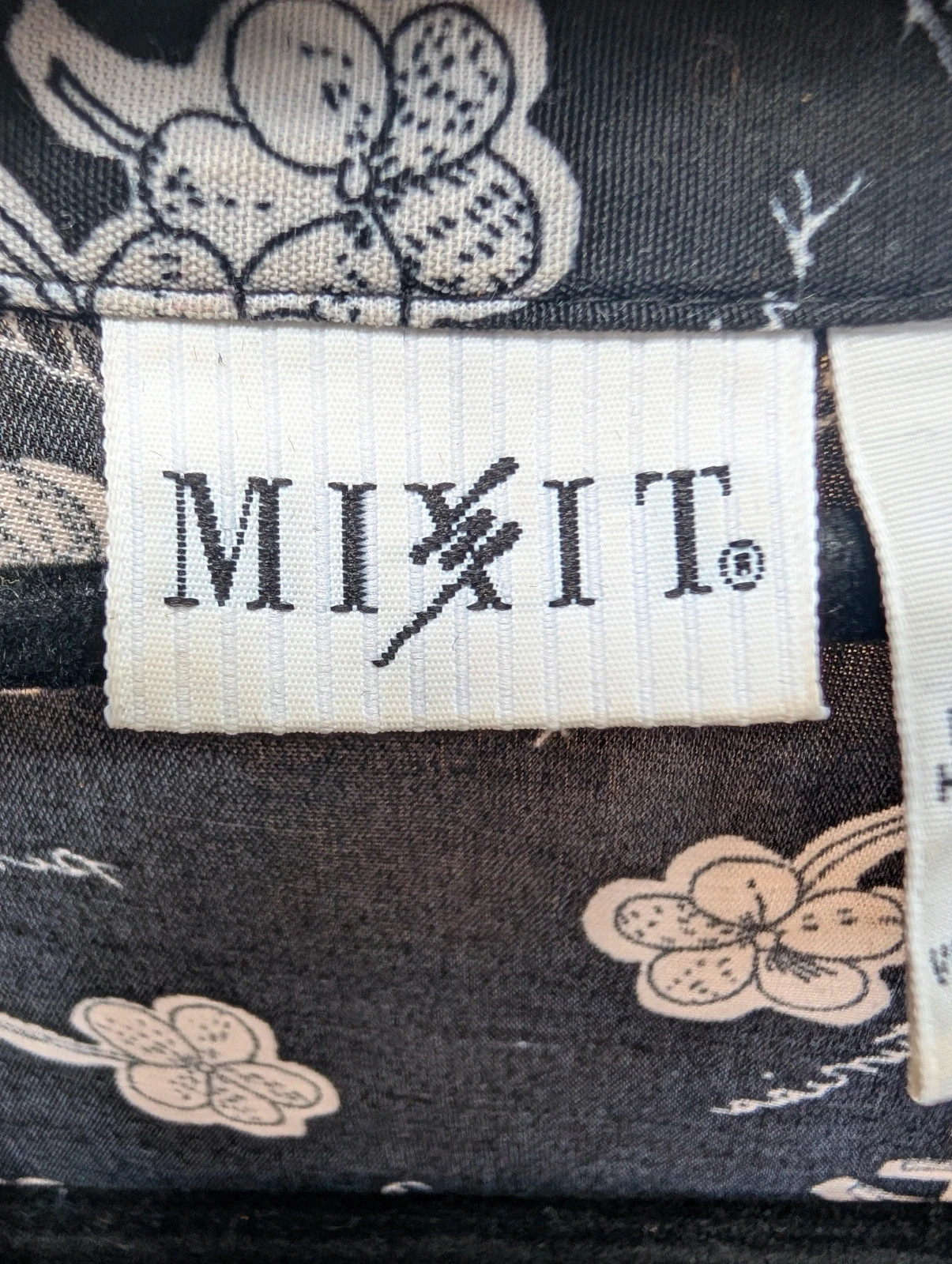 Mixit 1990s Black White Petunia Print Rayon Shirt Blouse L UK 14–16 - Image 8