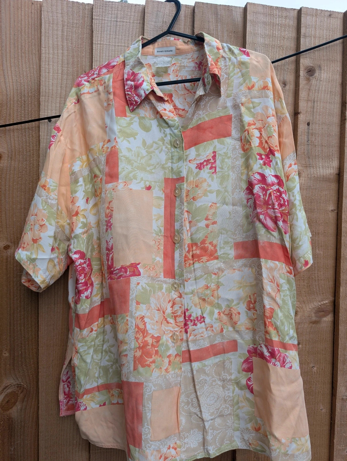 Vintage 1990s Pastel Floral Patchwork-Style Oversized Shirt 14-16 - Image 3