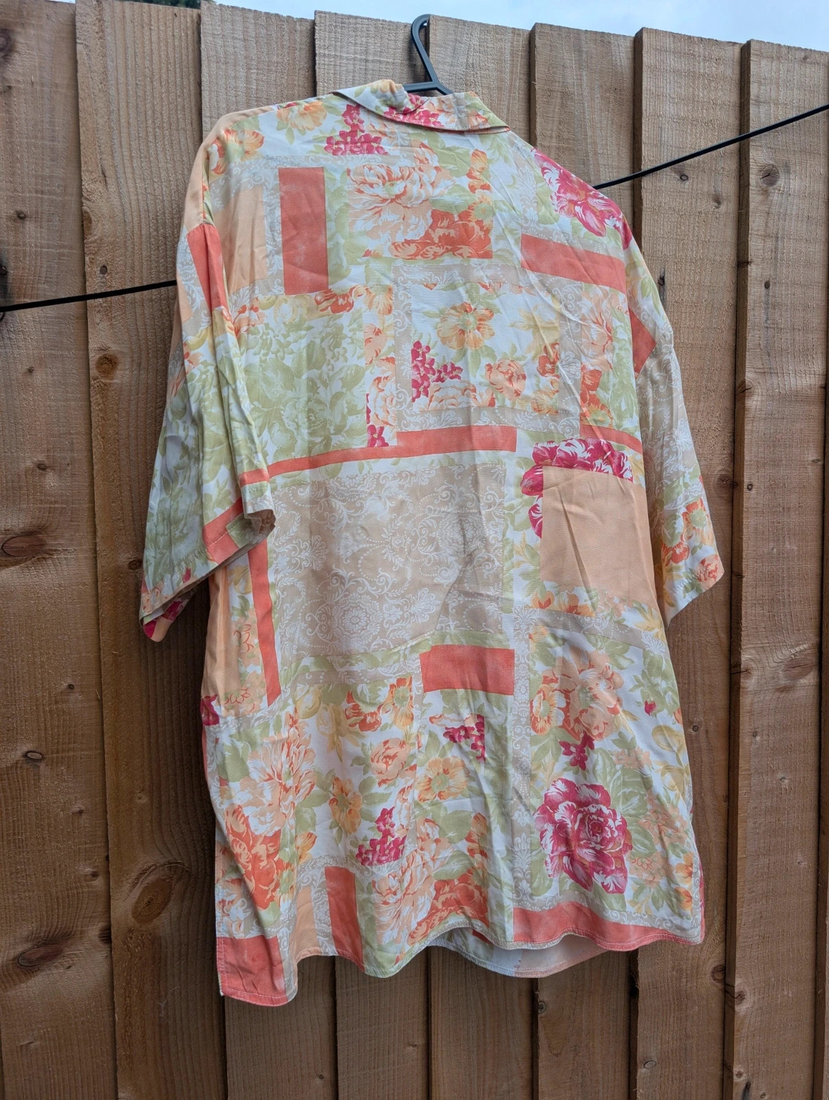 Vintage 1990s Pastel Floral Patchwork-Style Oversized Shirt 14-16 - Image 4