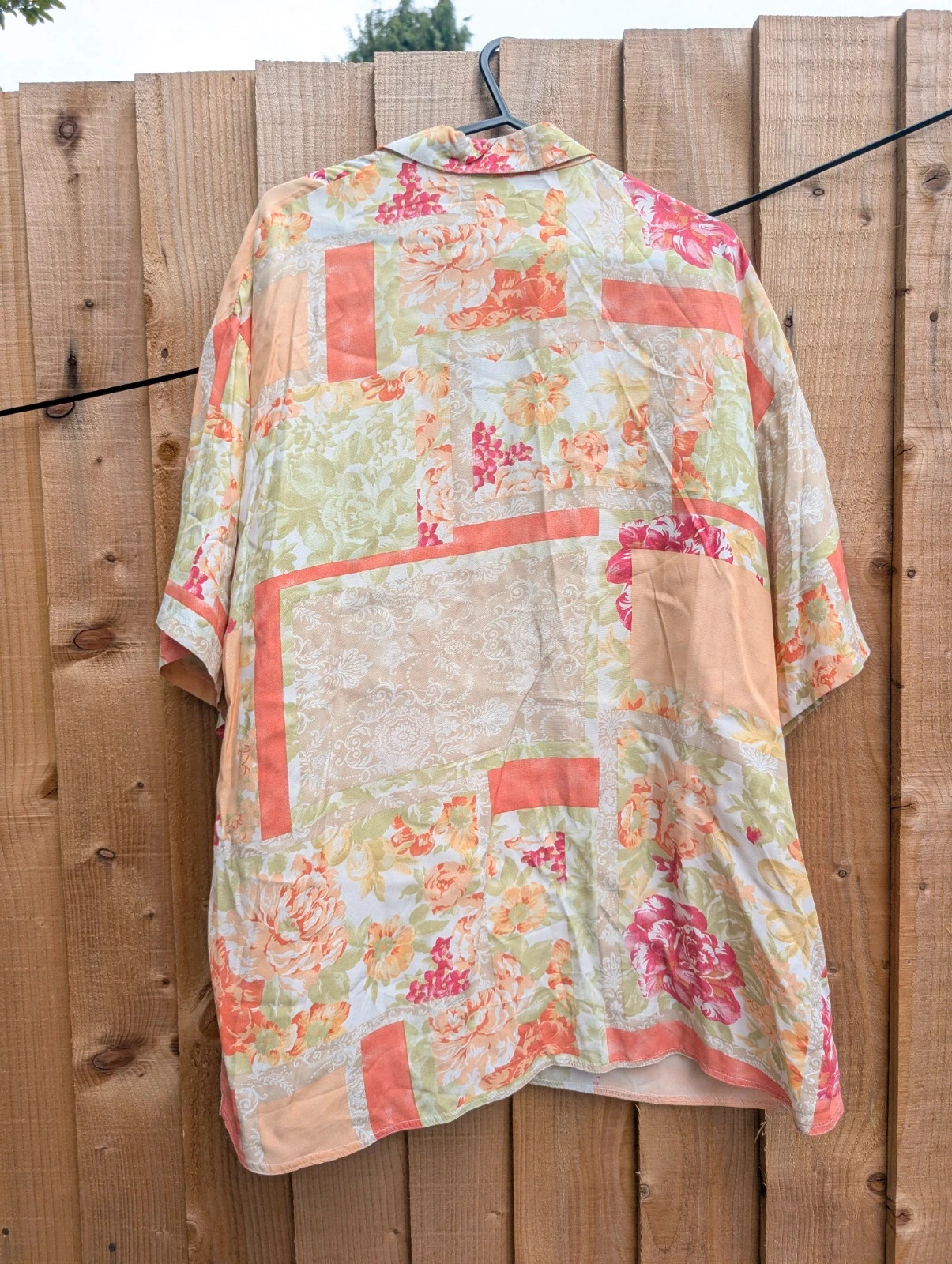Vintage 1990s Pastel Floral Patchwork-Style Oversized Shirt 14-16 - Image 5