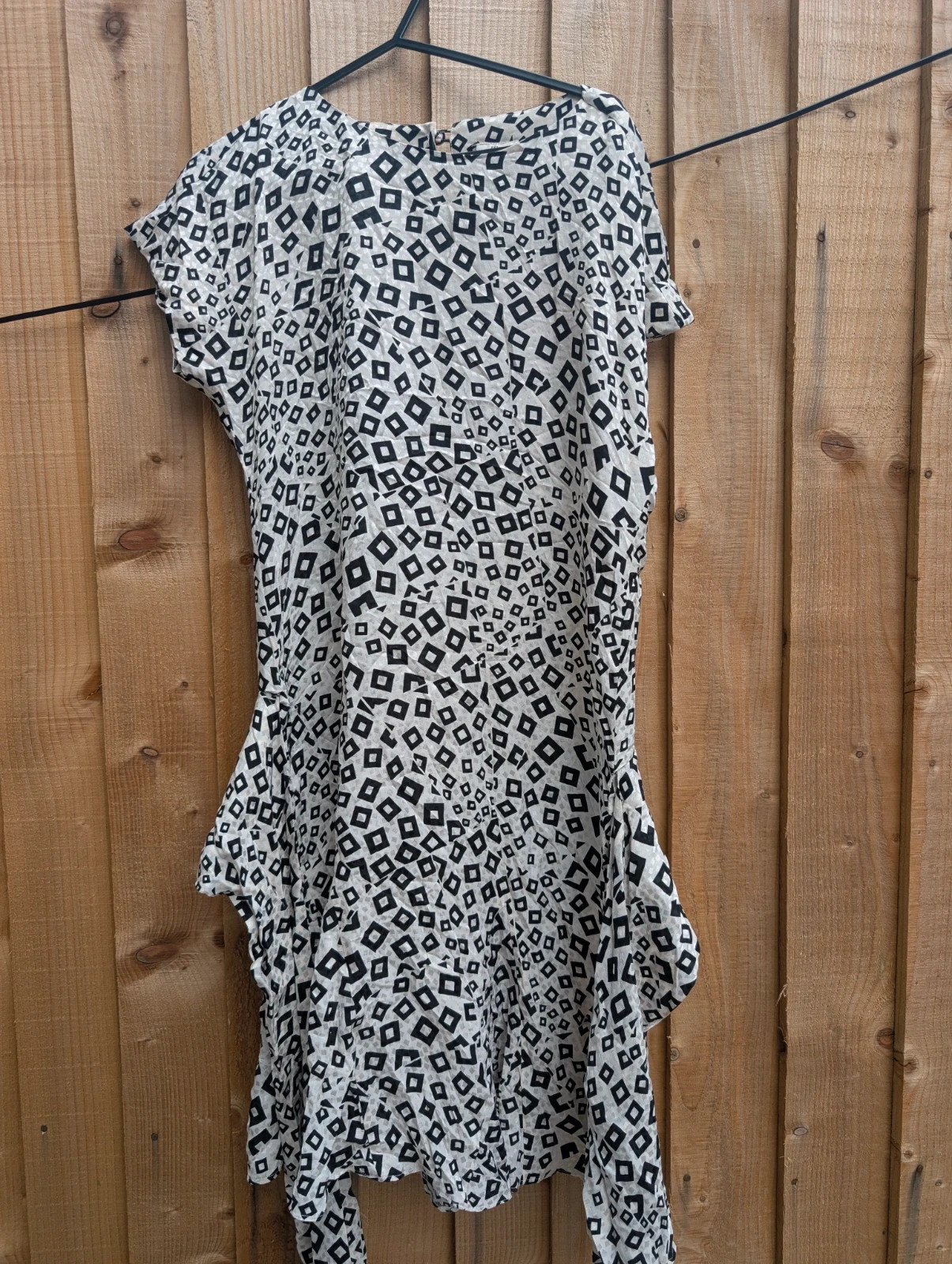 Liz Claiborne Late 80s/Early 90s Black White Geometric Silk Mini Dress 8-10 - Image 5