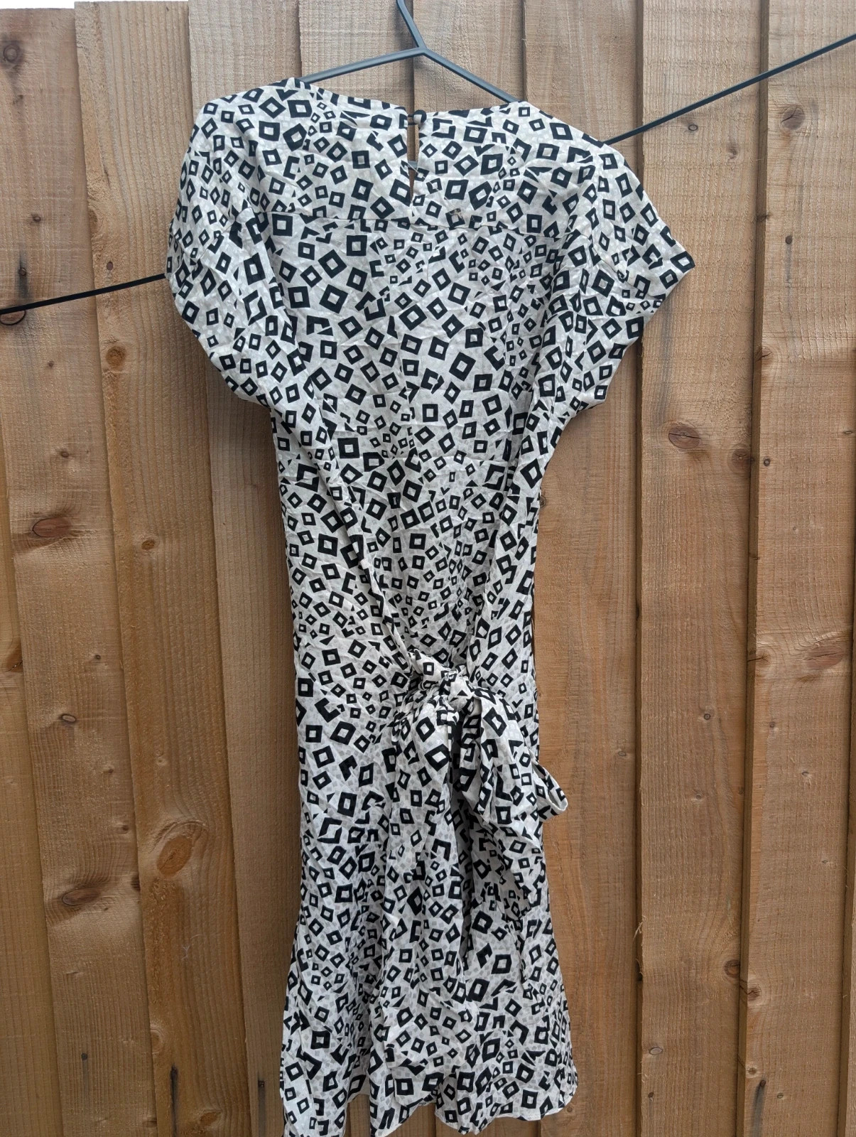 Liz Claiborne Late 80s/Early 90s Black White Geometric Silk Mini Dress 8-10 - Image 7