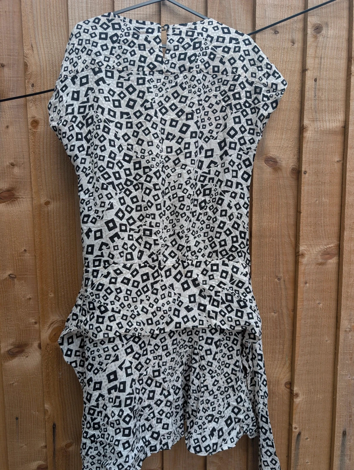 Liz Claiborne Late 80s/Early 90s Black White Geometric Silk Mini Dress 8-10 - Image 8