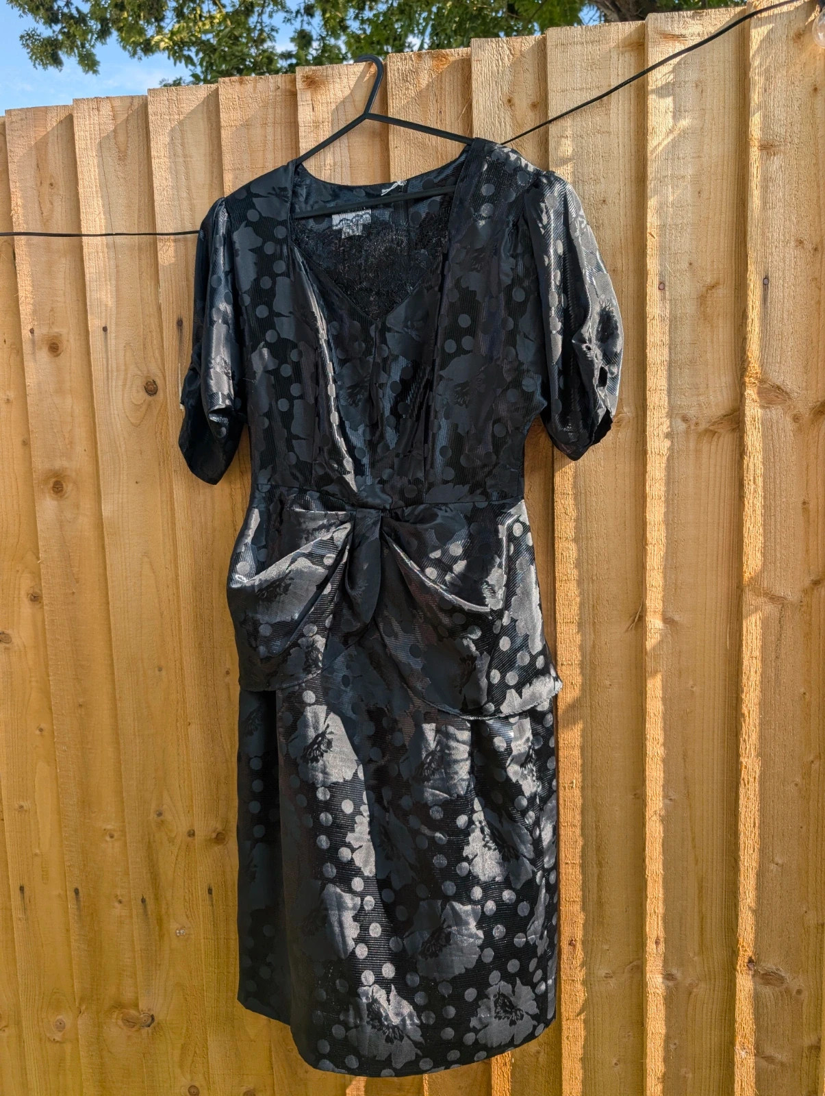 Vintage 1980s Nicole Creations Black Peplum Cocktail Dress 12 - Image 2