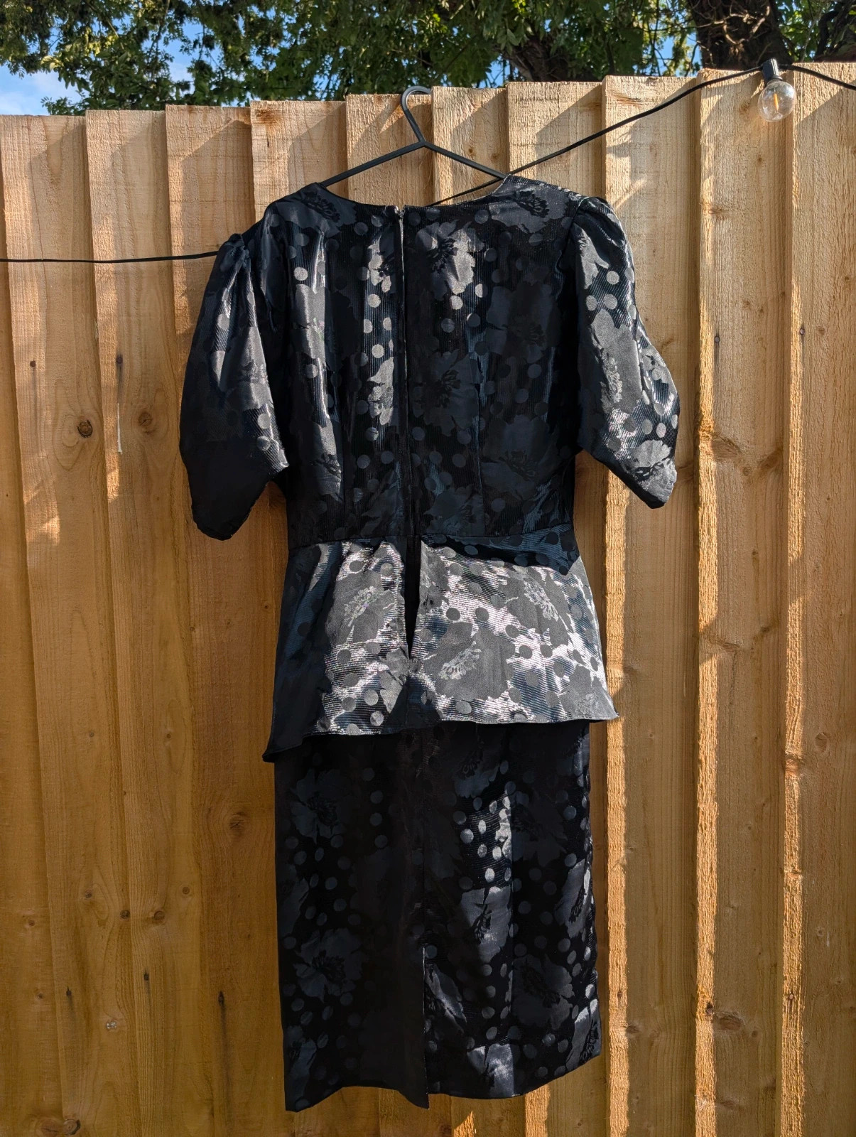Vintage 1980s Nicole Creations Black Peplum Cocktail Dress 12 - Image 5