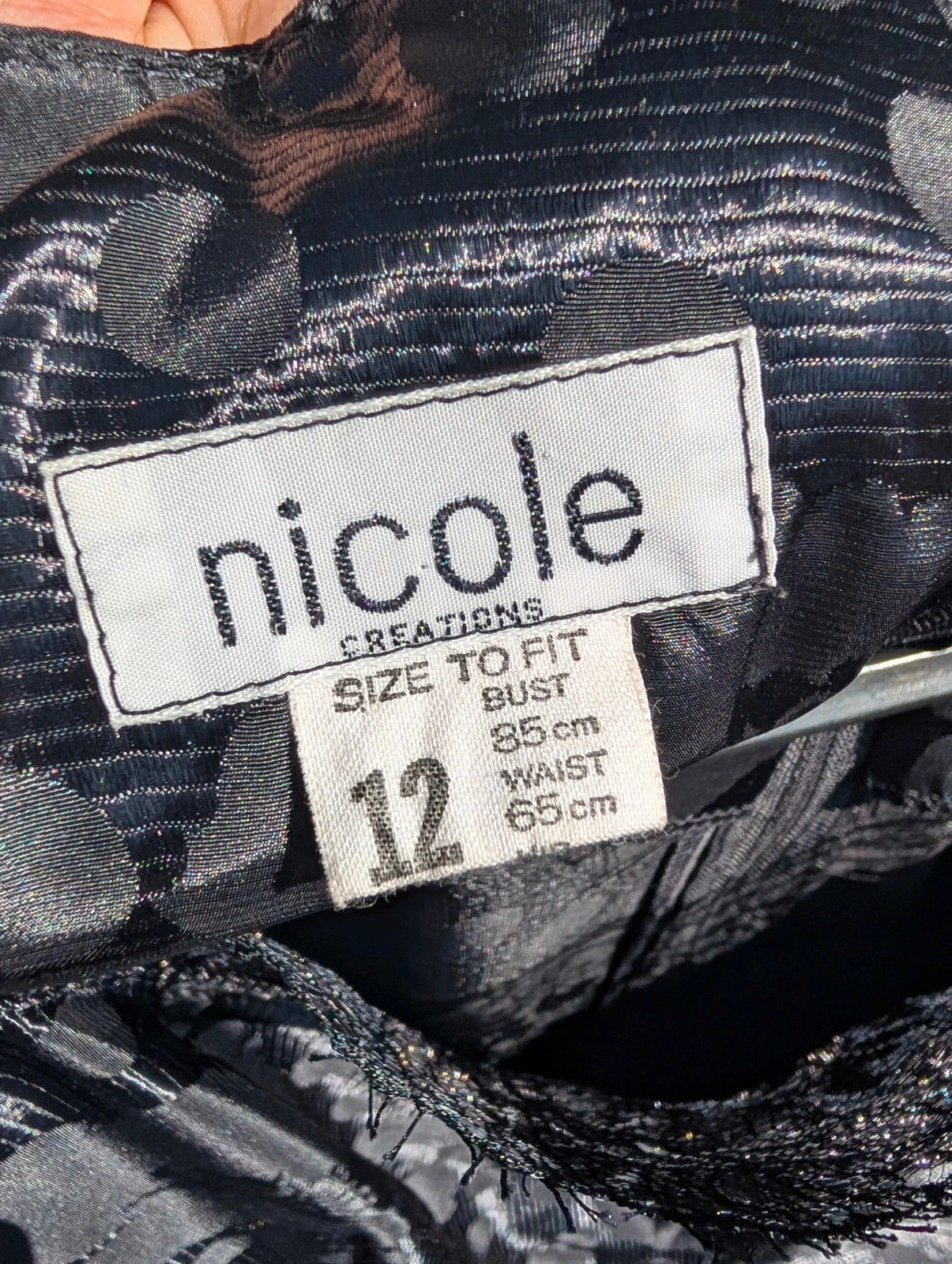 Vintage 1980s Nicole Creations Black Peplum Cocktail Dress 12 - Image 9