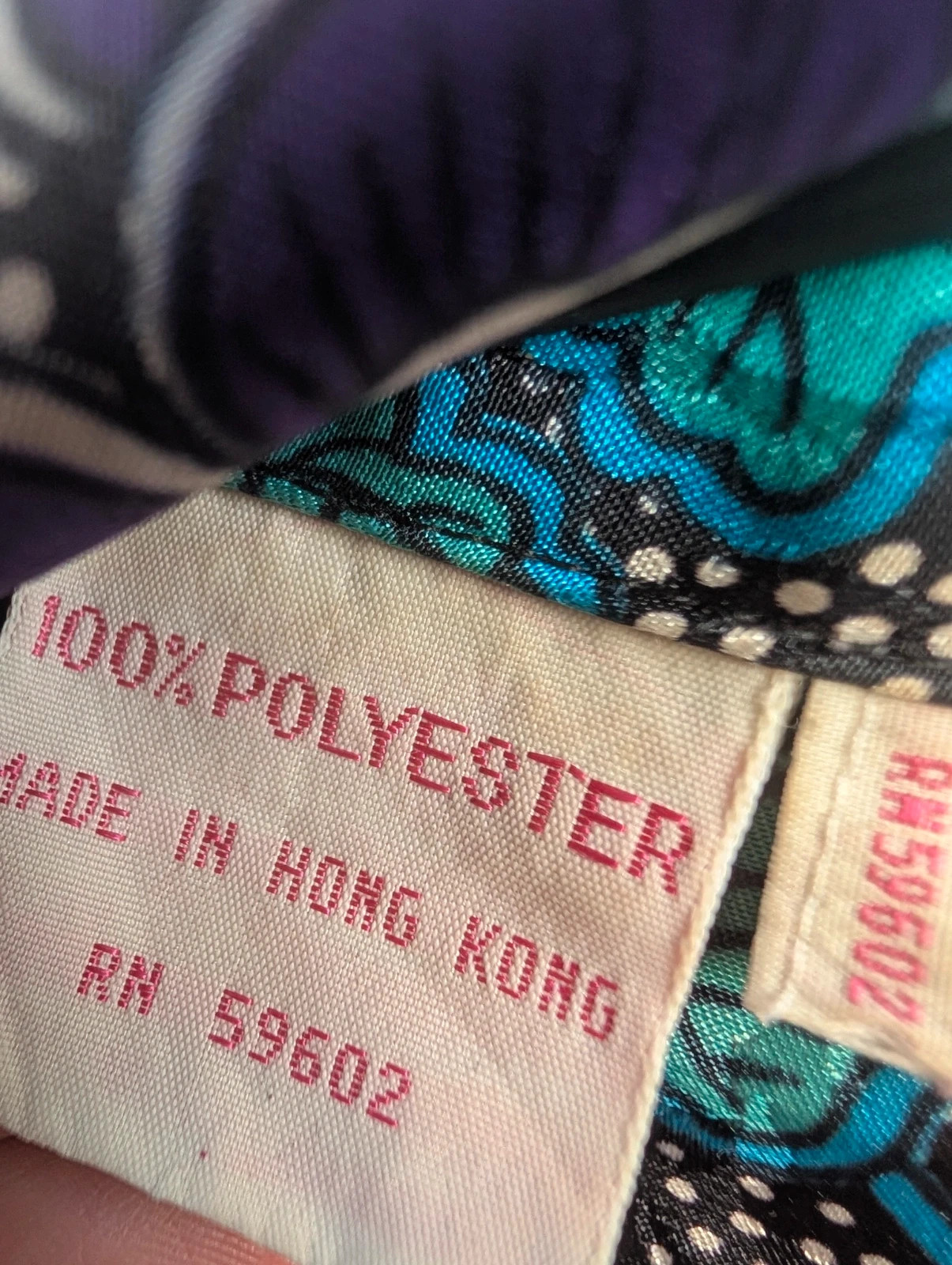 Vintage 1980s Black Purple Floral Polka Dot Blouse UK 12-14 Fit - Image 10