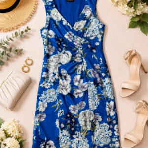 Alexon Blue Floral Occasion Dress UK 10 Wedding Guest Summer Holiday Evening